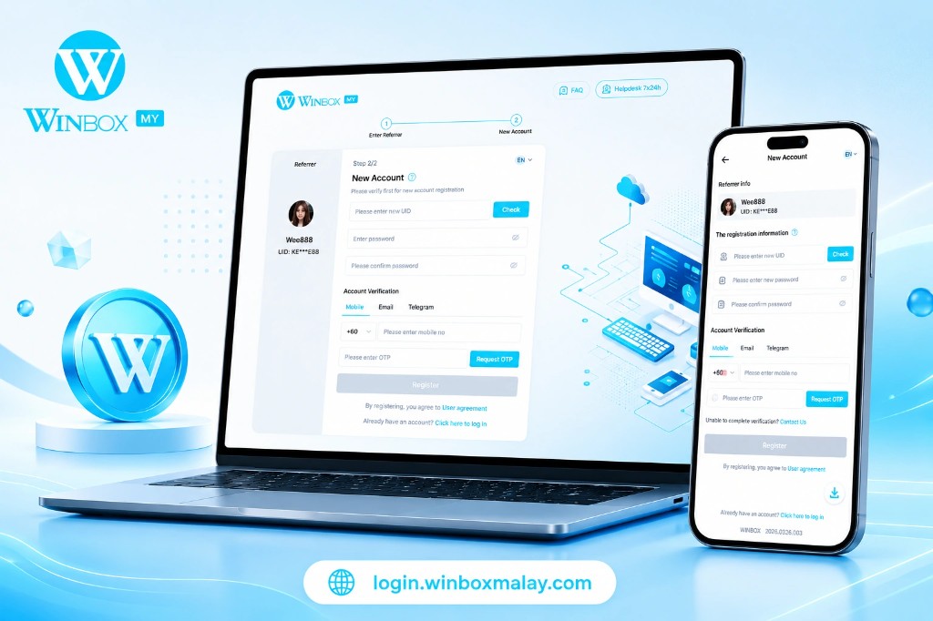 Winbox MY 注册界面 — 电脑与手机 H5 开户流程,login.winboxmalay.com